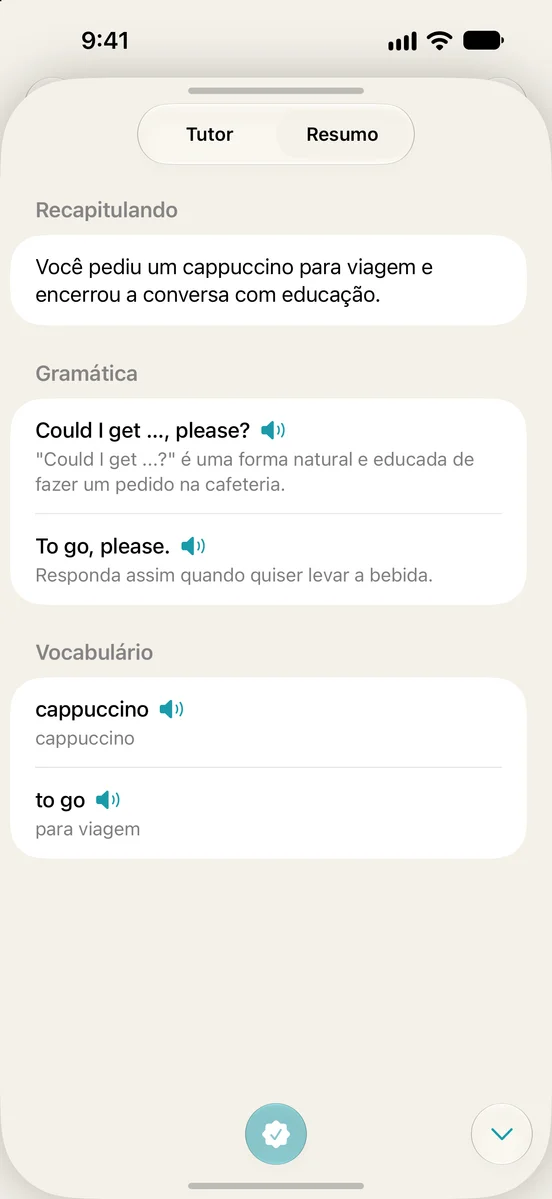 Cartão de estudo do Hanasu² com resumo, expressões naturais, gramática e vocabulário